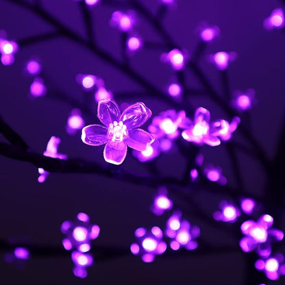 FUCHSUN 6 FT 200 LED Solar Cherry Blossom Tree Light, Lighted Garden Tree Outdoor Pathway Lights for Patio Yard Wedding Festival Home Christmas Decoration (Purple)