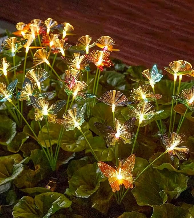 Butterfly Garden Decor Swaying Solar Butterflies Lights Outdoor for Garden Patio Yard Porch Christmas Flower Bed Decorations, House Warming Gifts 2 Pack (Warm White)