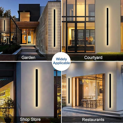 Modern Outdoor Wall Lights, 2 Pack 71 Inch Long Exterior Sconce LED 3000K Wall Mount Lighting Fixture with Junction Box IP65 Waterproof Outside Light Fixtures for House Garage Front Door