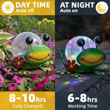 Solar Lights Outdoor Frog Garden Decor with Crackle Glass Globe Lights - Cute Metal Frog Decor for Yard Lawn Patio | Lumora