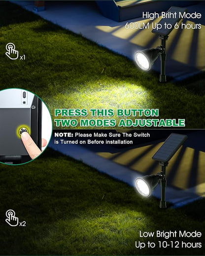 Solar Spot Lights Outdoor, 18 LED Bright Solar Powered Lights Outdoor Waterproof IP65 with 2 Modes Auto On/Off Landspace Flood Light for Flag Pole Palm Tree Sign Statue Garden Yard Patio (2 Pack)