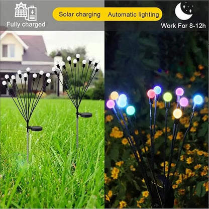 Firefly Solar Pathway Lights, LED Solar Starburst Swaying Light, Solar Garden Lights Waterproof IP65, Patio Landscape Lawn Decor Lighting Stakes(6pcs)