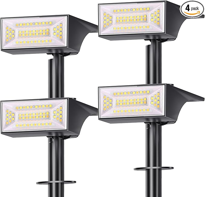 Caledonia Solar Landscape Spotlights Outdoor, Outside 56 LEDs Spot Lights IP68 Waterproof with 6 Brightness & 2 Color Modes, Auto On/Off for Tree, Yard, Pathway, Garden (Cool/Warm White)