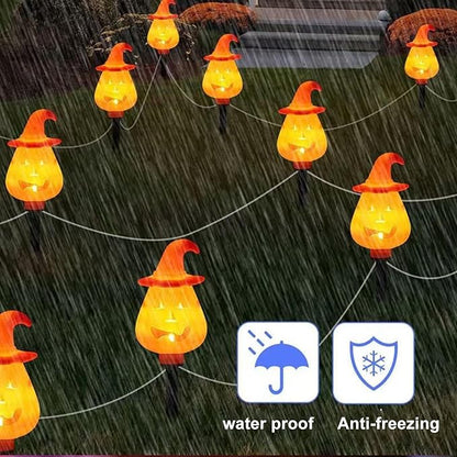 Halloween Pumpkin Pathway Lights,Solar Halloween Pumpkin Stakes - Ground Insert Adjustable Display Stand Garden Decorations for Pathway Lawn Yard Porch Outside Grave