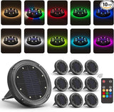 Color Changing Solar Ground Lights with 33ft Long Distance Remote Control - Flat Solar Lights Outdoor Waterproof | Lumora