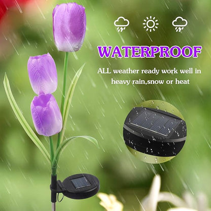 AHNNER Solar Outdoor Lights 2 Pack Tulip Solar Lights Outdoor Garden Decoration for Patio, Yard, Driveway IP65 Waterproof, Dark Sensing Auto On/Off