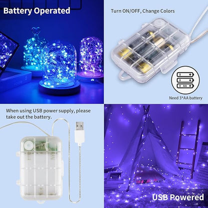 33ft Fairy Lights Battery Operated, 16 Color Changing String Light with Remote Timer, RGB Waterproof Twinkle Lights for Indoor Outdoor Room Garden Yard Gift Party Christmas Décor