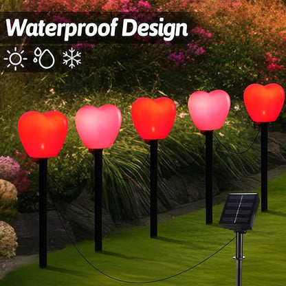 VIHOSE 12 Pack Solar Red Heart Stake Lights for Valentines Day Decor, Valentine's Day Solar Outdoor Waterproof Heart Shaped Pathway Light for Walkway Patio Garden Porch Party(Red, Pink)