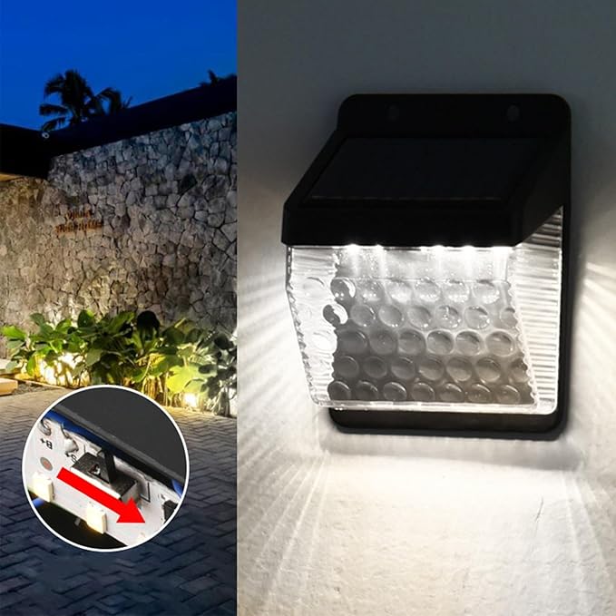 2 Pack Solar Outdoor Lights Waterproof Garden Landscape Lights UP and Down Illuminate Sunlight Lamp for Fence, Yard, Wall Decor solar Spot Lights Outdoor Solar Security Lights Cool Stuff (White)