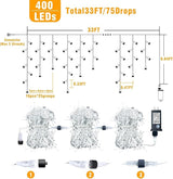 33ft Icicle Lights for Outside, Blue and White Christmas Lights Outdoor Indoor, 400 LED Twinkle String Light with | Lumora
