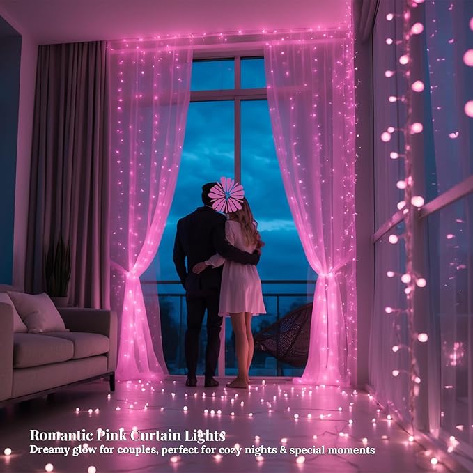 100 LED Pink Fairy Lights, 33ft Plug-in Decorative String Lights with 8 Modes for Indoor Outdoor Bedroom Wall Tree | Lumora