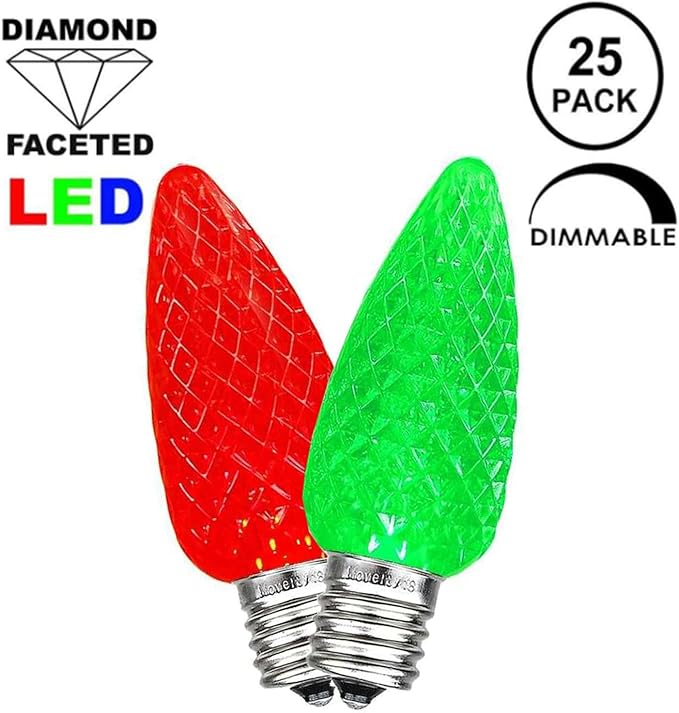 Novelty Lights 25PK C9 LED Faceted Ultra Bright Dimmable Outdoor Christmas Light Replacement Bulbs LED Bulbs | Lumora