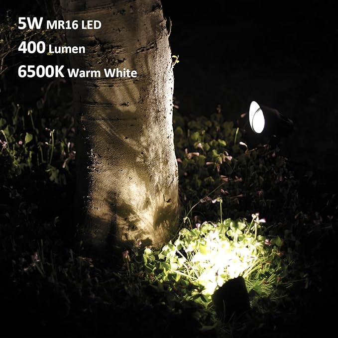 GOODSMANN Low Voltage Spotlights 12V AC Black Landscape Lighting Kit 8PK 5W LED 6500K Spot Lights Outdoor Hardwired | Lumora