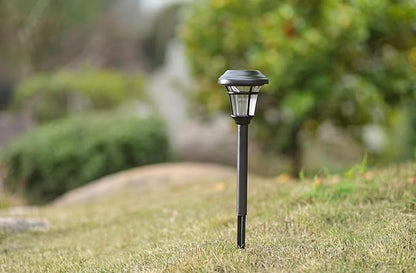 6-Pack Solar Path Lights, Matte Black, Durable Plastic, Amorphous Solar Panel, Warm White LED, Auto On/Off, Tool-Free Installation, IP45 Waterproof Outdoor Landscape Lights [W58340]