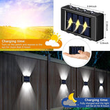 8 Pack Solar Wall Lights for Outside 6000K Cold Solar Fence Lights Up and Down LED Autumn Outdoor Decorative | Lumora