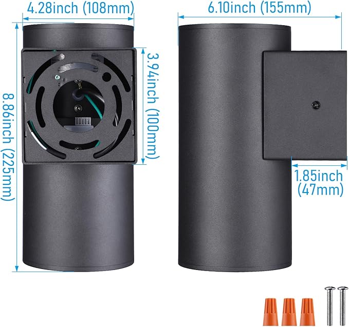 LEONLITE 9 Inch 5CCT Integrated Cylinder LED Down Light Outdoor, 110V-277V 12W Aluminum High-end Wall Sconce, IP65 | Lumora