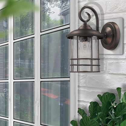 MICSIU 2-Pack Oil Rubbed Bronze Outdoor Light Fixtures Wall Mount, 9.8" Exterior Wall Sconces with Clear Seedy Glass, Waterproof Porch Lights for House, Garage, Patio, E26 Base