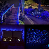QITONG 2 Pack Blue Solar Christmas Lights, Each 66ft 200 LED String Lights Outdoor Waterproof, 8 Modes Green Wire | Lumora