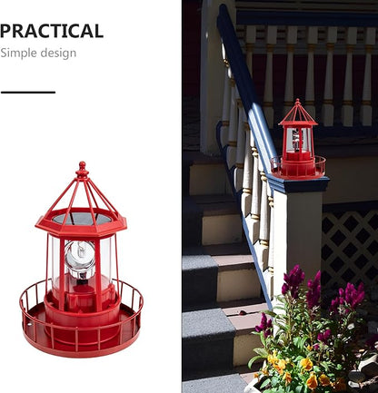 Operitacx Solar Lighthouse Rotating Outdoor Garden Light Waterproof Landscape Lamp for Patio Lawn Pathway Decor