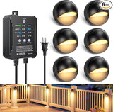 Low Voltage LED Deck Lights Kit with Transformer Timer, Dusk-to-Dawn Outdoor Step Lights Waterproof IP67, Warm | Lumora