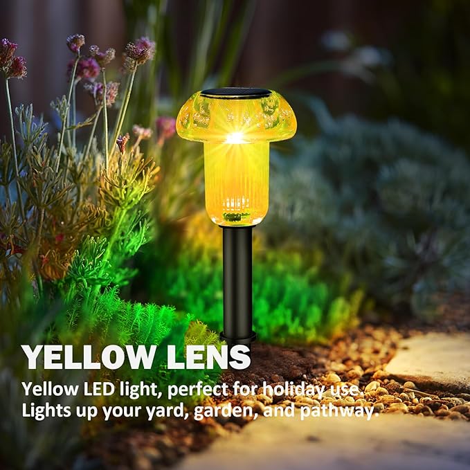 Easter Solar Pathway Lights Outdoor Decorative 4 Pack, Yellow LED Mushroom Solar Lights Outdoor Waterproof Solar | Lumora