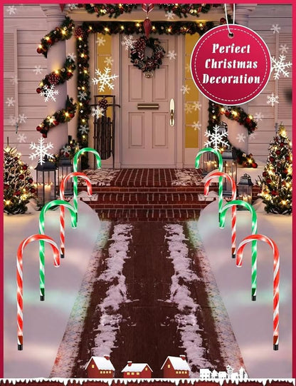 ZHAHA Solar Christmas Pathway Lights Outdoor Decorations, Solar Candy Cane Lights for Yard Patio Garden Walkway with 8 Light Mode, Remote, Timer, 48 LED, Upgraded Christmas Outdoor Decorations, 8 Pack