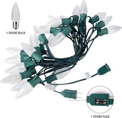Brightown C9 Christmas String Lights, Commercia Led Outdoor Christmas Lights with 100 Strawberry C9 Bulbs, Waterproof Extendable UL Certified for Party Holiday Wedding Indoor Outdoor Xmas Decor