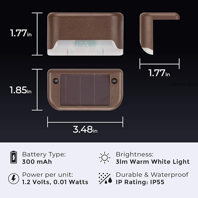Solar Step Lights by Boundery - Premium LED Solar Waterproof Deck Decor & Fence Lights - Solar Powered Outdoor Lights for Deck, Dock, Steps, Porch, Pathways, Stairs, Railings - (4 Pack)