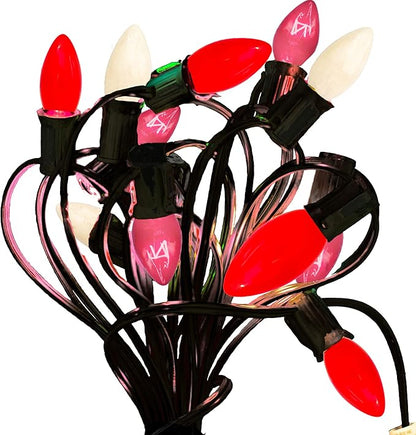 EST. LEE DISPLAY L D 1902 Indoor ＆ Outdoor String Light C7 Ceramic Christmas Steady Replacement Bulbs (Valentine' Day Bulbs)