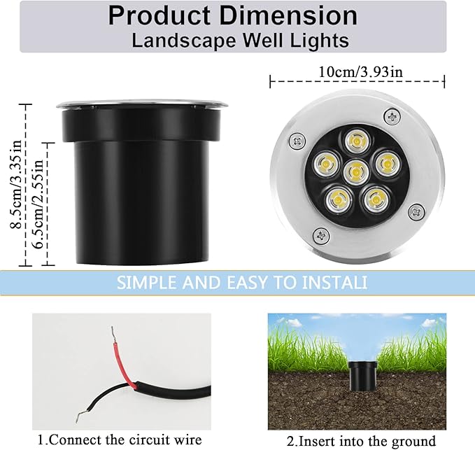 Low Voltage Landscape Light Outdoor In-Ground Well Lights with Connectors 6W 12V-24V IP67 Waterproof LED Landscape | Lumora