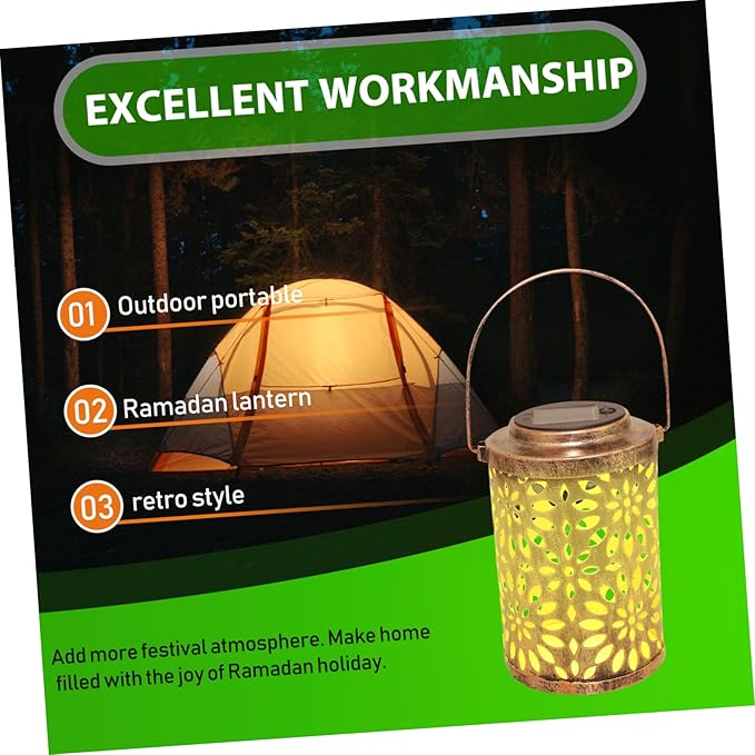 balacoo 1Pc Solar-Powered Hollowed Out Pattern Projection Lantern with Handle Outdoor Lamp for Garden and Patio | Lumora