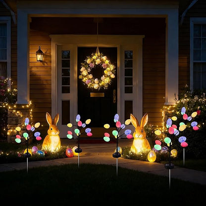 Solar Easter Egg Lights, Colorful Garden Swaying Firefly Light Outdoor Easter Lights Waterproof Solar Stake Light for Pathway Landscape Lawn Yard Porch Patio Spring Easter Decoration (M)