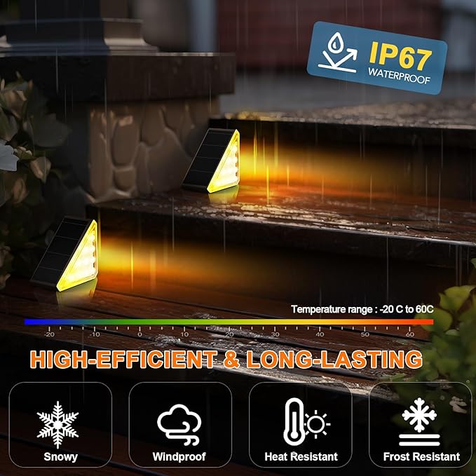 12 Pack Solar Stair Lights Outdoor Stair Lights with Waterproof IP67 LED Solar Light for Outside Light Decor for | Lumora