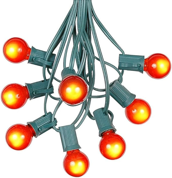100 Foot G30 Outdoor Patio String Lights with 125 Orange Globe Bulbs Indoor/Outdoor Cafe Hanging Lights C7/E12 Base | Lumora