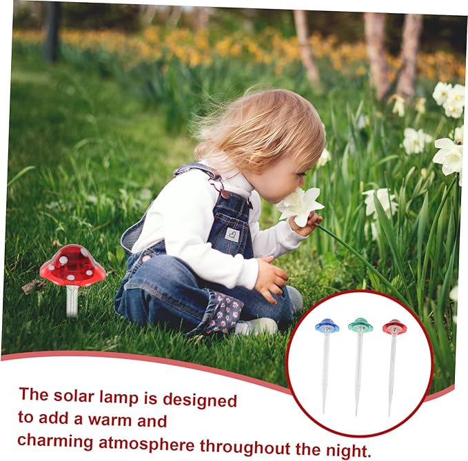 jojofuny 6pcs Solar-Powered Led Mushroom Lights for Garden Patio Outdoor Decorations Solar Pathway Lights Easy Installation