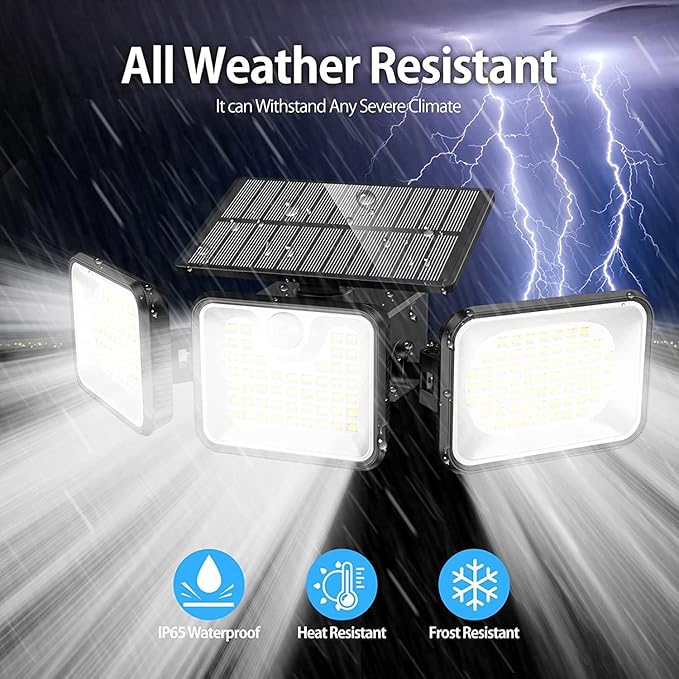 2 Pack 180 LED Solar Flood Light Outdoor,Motion Sensor Outdoor Lights,IP65 Waterproof,3 Adjustable Heads Outdoor | Lumora