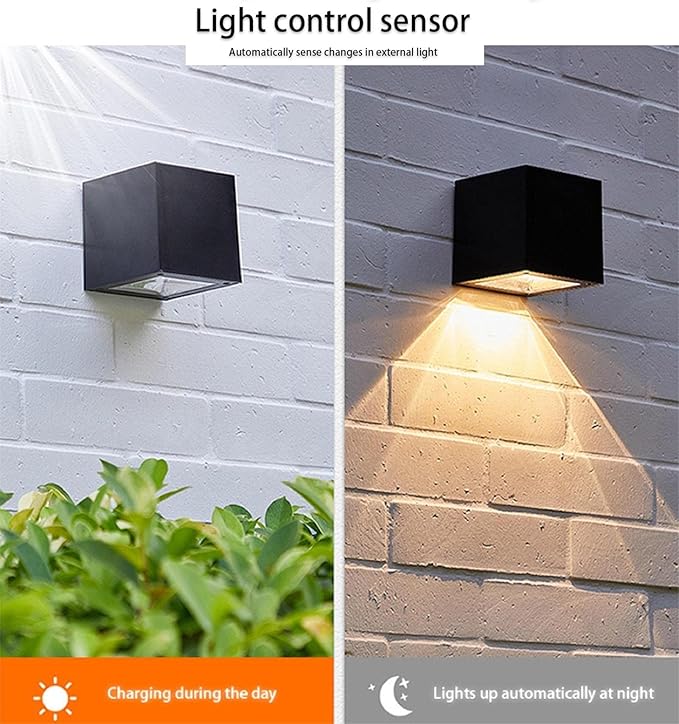 ASLIDECOR Solar Fence Lights with 2 Modes Warm White/Cold White,2 Pack Solar Wall Lamps Outdoor Waterproof Led for | Lumora