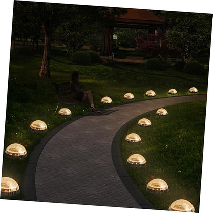 FRCOLOR 4pcs LED Solar-Powered Outdoor Ground Lamps for Garden Lawn, Warm Light Disc In-ground Landscape Lighting, Weather-Resistant Solar Pathway Lights for Patio and Driveway