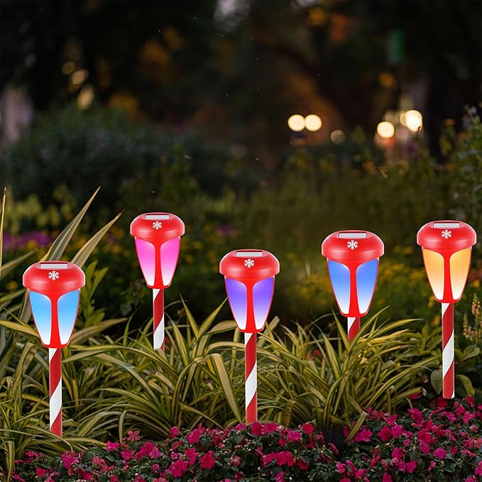 Dynaming 10 Pack Solar Christmas Path Lights, Outdoor Solar Powered Color Changing Xmas Garden Pathway Markers | Lumora