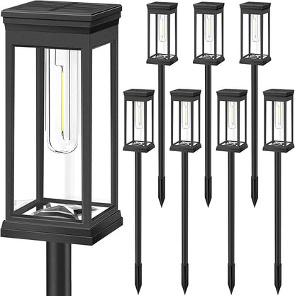 BesLowe Upgraded Solar Pathway Lights Outdoor, 8-Pack Large LED Solar Light Outdoor Waterproof, Super Bright Outside Lights for Yard, Sun-Powered Landscape Lighting for Garden Walkway, Cool White