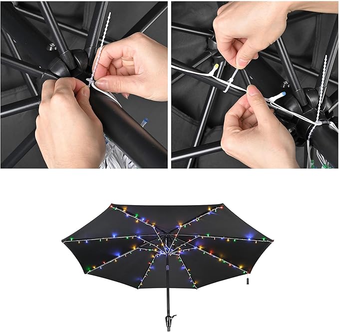 Yescom Solar String Light Fit 8-Rib 8/9/10 Ft 128 LED 8 Mode with Timer Outdoor Party Camping Tents Multic Color