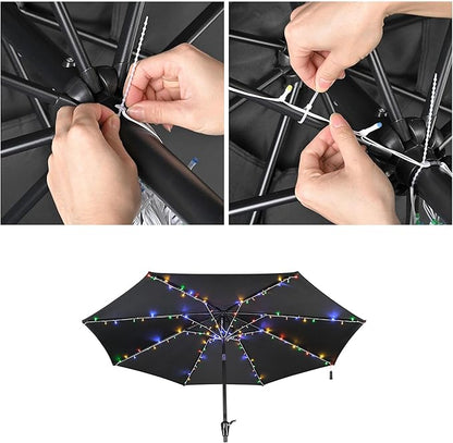 Yescom Solar String Light Fit 8-Rib 8/9/10 Ft 128 LED 8 Mode with Timer Outdoor Party Camping Tents Multic Color