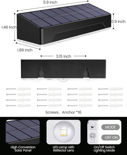 Solar Fence Lights Outdoor, 2025 Upgraded Solar Fence Lights Have 3 x 70 Lumen Reflector Lenses and 12 RGB Patterns, IP65 Waterproof Auto On/Off for Backyard, Deck, Steps, Fence (8 Pack)