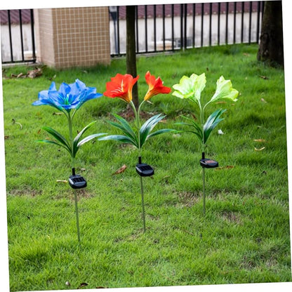 Fork Led Solar Lily Shape Garden Stake Lights Landscape Lamp for Pathway Solar Garden Decor Night Scene Lighting