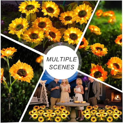 Solar Lights Outdoor, Decorative Animal & Flower Shaped Landscape Lights with Warm/Colorful LED, Auto On/Off Waterproof Solar Powered Decor for Yard Lawn Patio Gift Idea (Warm-Sunflower-2pack)
