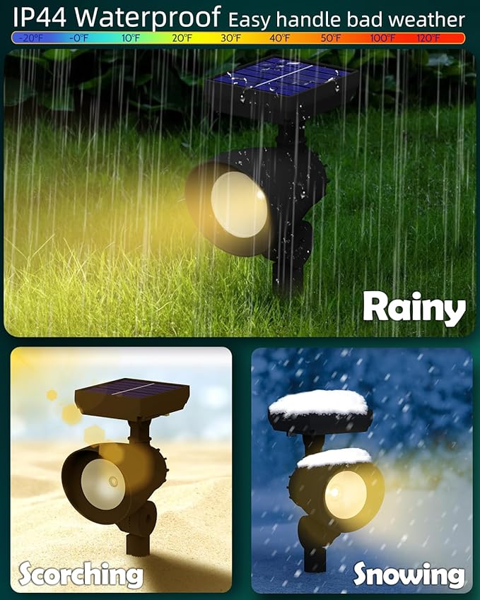 Solar Lights Outdoor, Solar Spot Lights Outdoor, 6 Pack IP44 Waterproof Solar Spotlights, Auto On/Off Solar Powered | Lumora