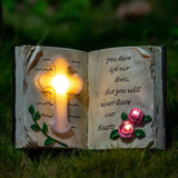 Outdoor Solar Memorial Cross Stakes Lights, Waterproof Book Statue Grave Decorations Sympathy Gifts for Cemetery | Lumora