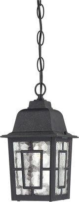 Nuvo Lighting 60/4933 Banyon One Light Hanging Lantern 100 Watt A19 Max. Clear Water Glass Textured Black Outdoor | Lumora