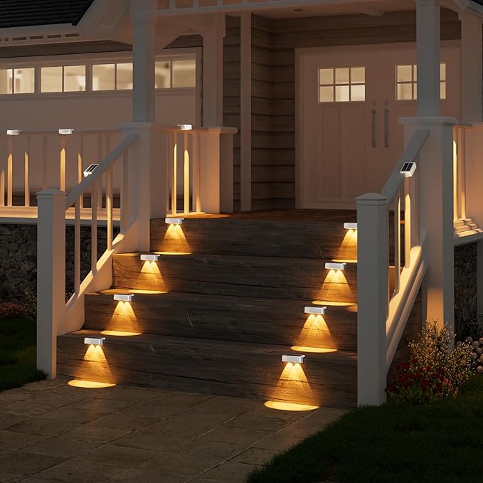 VOLISUN Solar Deck Lights 12 Pack, Warm White, Cool White and RGB Color Glow LED Large Size Lamp, IP65 Waterproof | Lumora