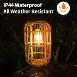 Livinlarge Solar Lantern Outdoor Waterproof, Large Rattan Solar Lantern Outdoor Hanging with Handle, Natural Bamboo | Lumora
